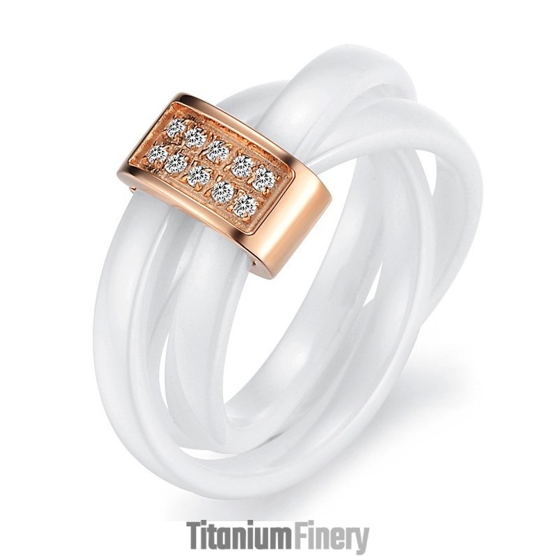 Stable Quality Tricyclic Tungsten Ceramic Ring With Rhinestone Stable Quality Tricyclic Tungsten Ceramic Ring With Rhinestone
