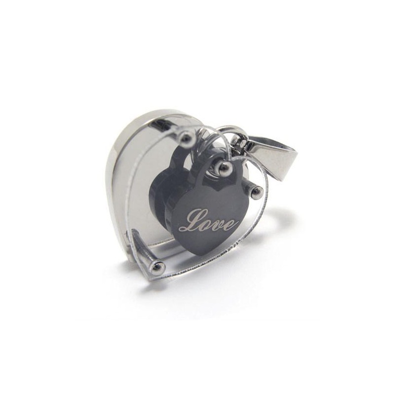 Love Heart In Heart Fashion Titanium Pendant - Free Chian Love Heart In Heart Fashion Titanium Pendant - Free Chian