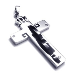 Crown Cross Titaanium Pendant - Free Chian
