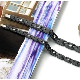 Well-Known For Its Fine Quality Black Tungsten Ceramic Bangle For Lovers With Rhinestone