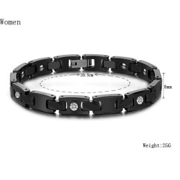 Well-Known For Its Fine Quality Black Tungsten Ceramic Bangle For Lovers With Rhinestone