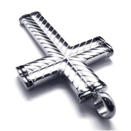 Cross Grain Mens Titanium Pendant - Free Chian