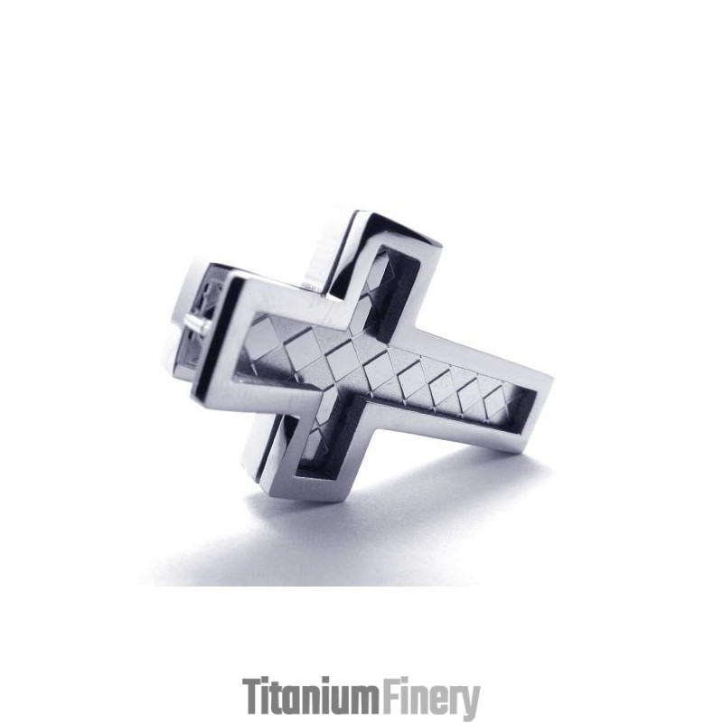 Fashion Mens Titanium Cross Pendant - Free Chian