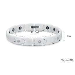 Quality And Quantity Assured White Tungsten Ceramic Bracelet With Rhinestone