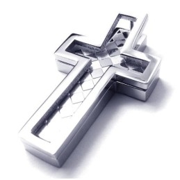 Fashion Mens Titanium Cross Pendant - Free Chian