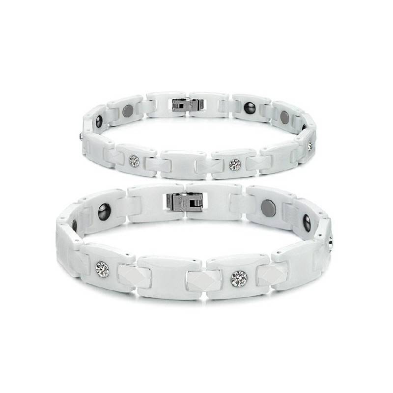 High Quality White Tungsten Ceramic Bangle For Lovers With Rhinestone High Quality White Tungsten Ceramic Bangle For Lovers With Rhinestone