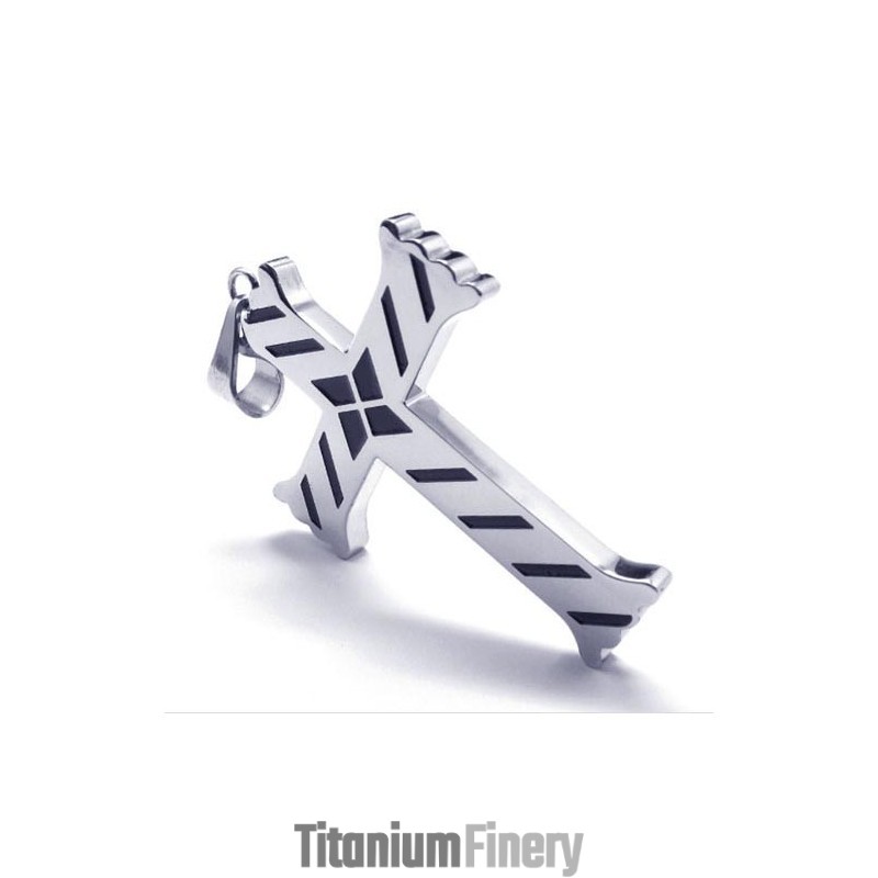 New Style Mens Cross Titanium Pendant - Free Chian