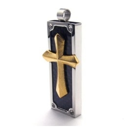 Fashion Mens Titanium Cross Pendant - Free Chian