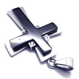 New Style Black Cross Titanium Pendant - Free Chian