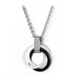 Well-Known For Its Fine Quality Black And White Tungsten Ceramic Necklace