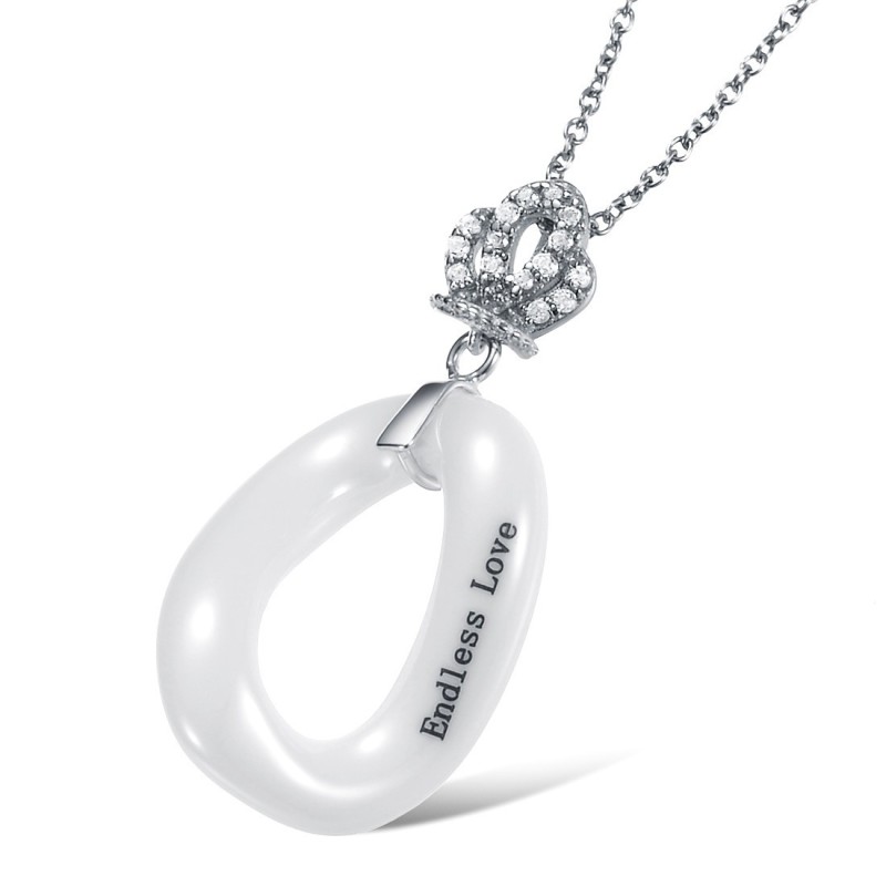 High Quality Female O Font Tungsten Ceramic Necklace High Quality Female O Font Tungsten Ceramic Necklace