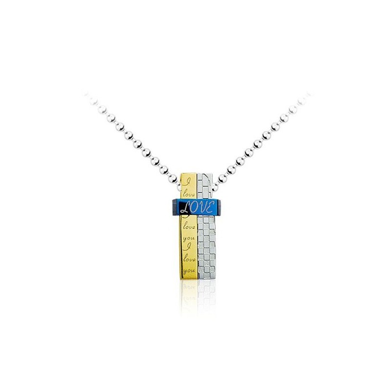 Delicate Mens Blue And White Removable Titanium Pendant - Free Chain Delicate Mens Blue And White Removable Titanium Pendant - Free Chain