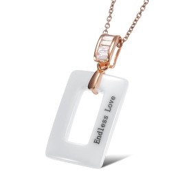 World-Wide Renown Female Square Shape Tungsten Ceramic Necklace