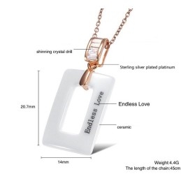 World-Wide Renown Female Square Shape Tungsten Ceramic Necklace