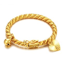Selling Well All Over The World Children 18K Gold-Plated Bangle With Bell