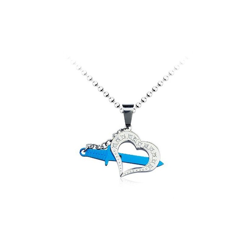 Stylish Mens Blue Titanium Love Pendant - Free Chain Stylish Mens Blue Titanium Love Pendant - Free Chain