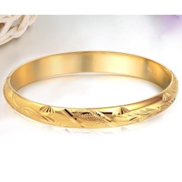 High Quality Female Flower Pattern 18K Gold-Plated Bangle