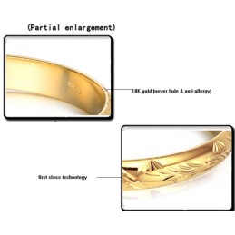 High Quality Female Flower Pattern 18K Gold-Plated Bangle
