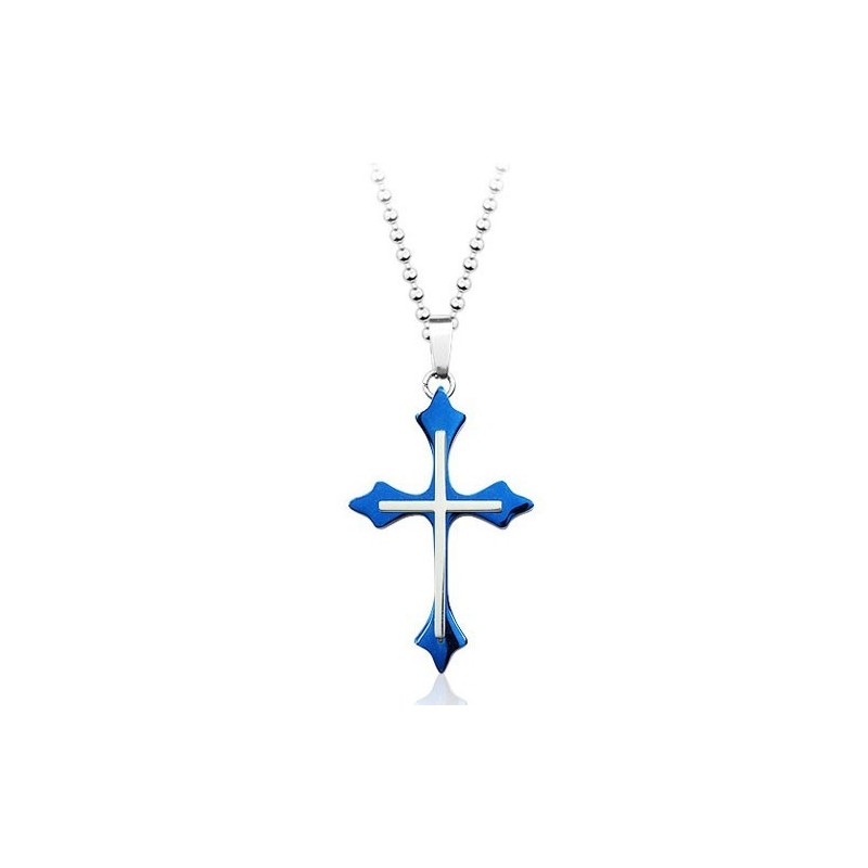 Popular Mens Blue Titanium Pendant - Free Chain Popular Mens Blue Titanium Pendant - Free Chain