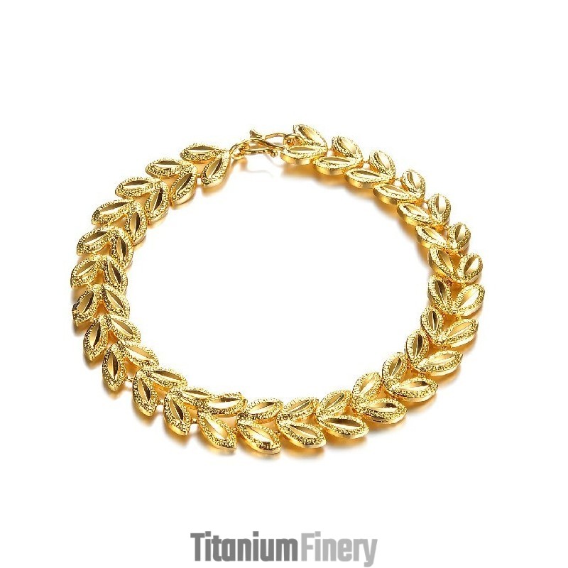 High Quality Female Leaf Shape 18K Gold-Plated Bracelet