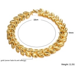 High Quality Female Leaf Shape 18K Gold-Plated Bracelet