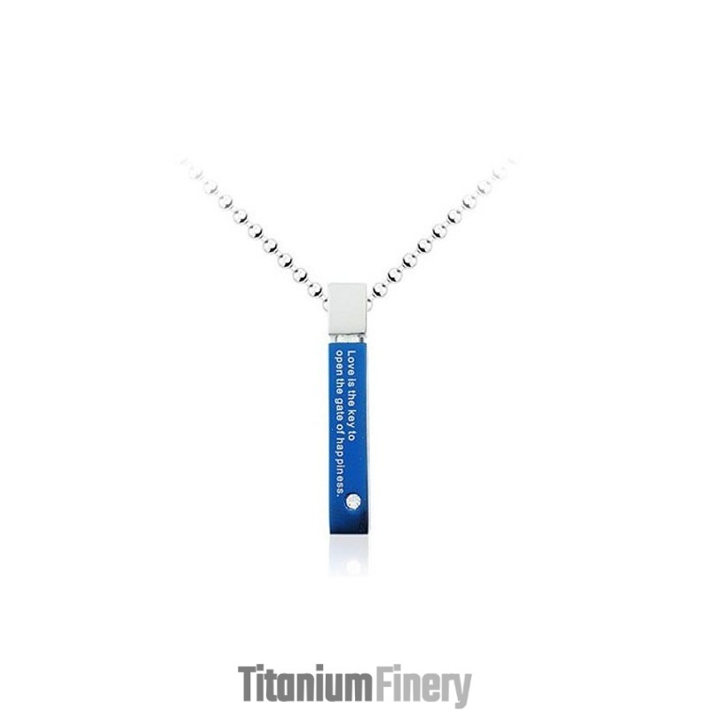 Super Mens Beautiful Blue Titanium Pendant - Free Chain Super Mens Beautiful Blue Titanium Pendant - Free Chain