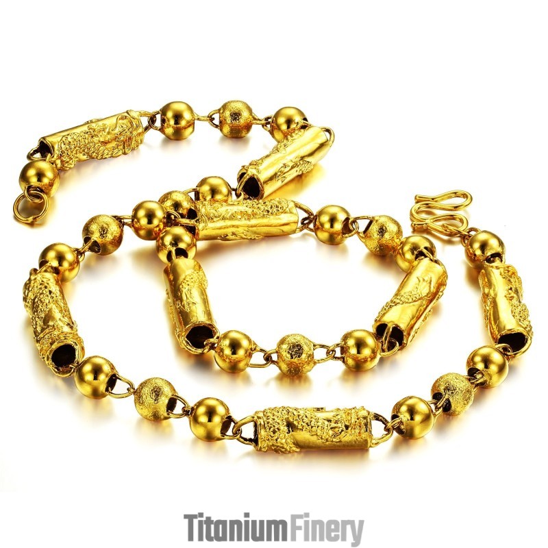 High Quality Male Dragon Pattern 18K Gold-Plated Necklace