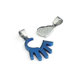 Beautiful Mens Palm-Shaped Titanium Pendant - Free Chain