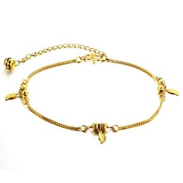 Selling Well All Over The World Female Leaf Shape 18K Gold-Plated Anklet