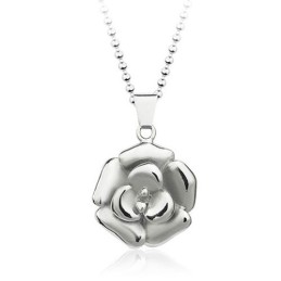 Beautiful Mens Rose-Shaped Titanium Pendant - Free Chain
