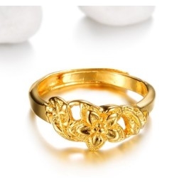 High Quality Female Flower Pattern 18K Gold-Plated Ring