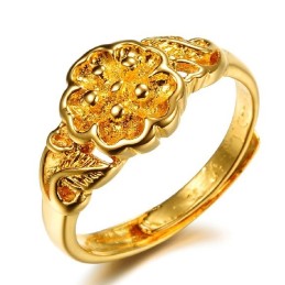 High Quality Female Flower Pattern 18K Gold-Plated Ring