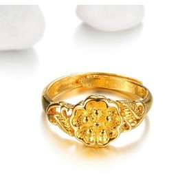 High Quality Female Flower Pattern 18K Gold-Plated Ring