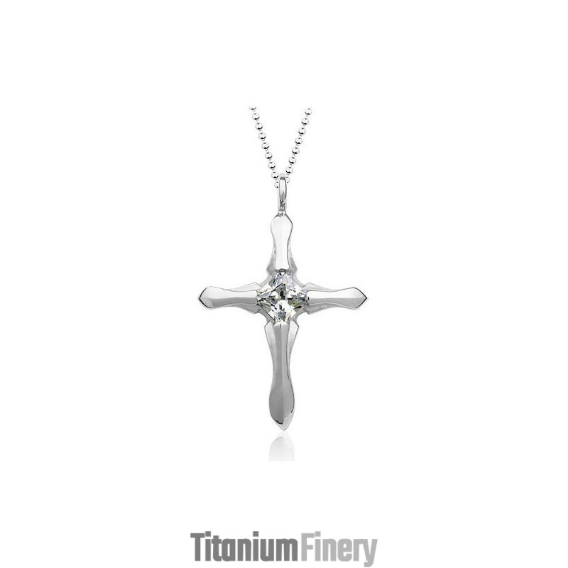 Stylish Mens Titanium Cross Pendant - Free Chain Stylish Mens Titanium Cross Pendant - Free Chain