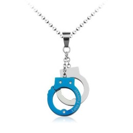 Exquisite Mens Handcuffs-Shaped Titanium Pendant - Free Chain