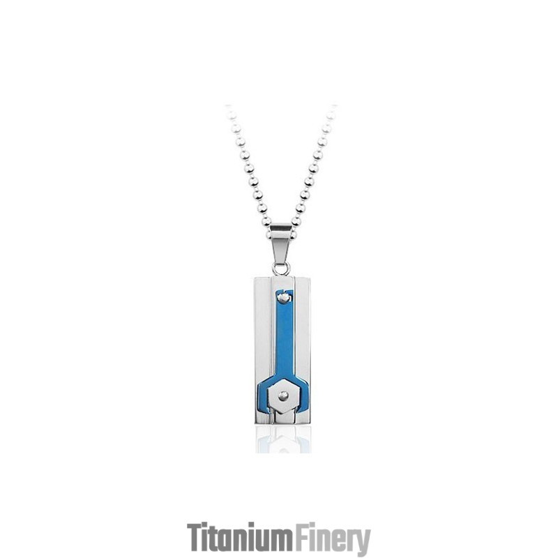 Calm Blue Titanium Pendant Mechanical - Free Chain Calm Blue Titanium Pendant Mechanical - Free Chain