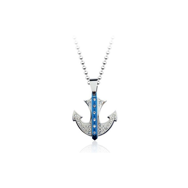 Popular Blue Anchor-Shaped Titanium Pendant - Free Chain Popular Blue Anchor-Shaped Titanium Pendant - Free Chain