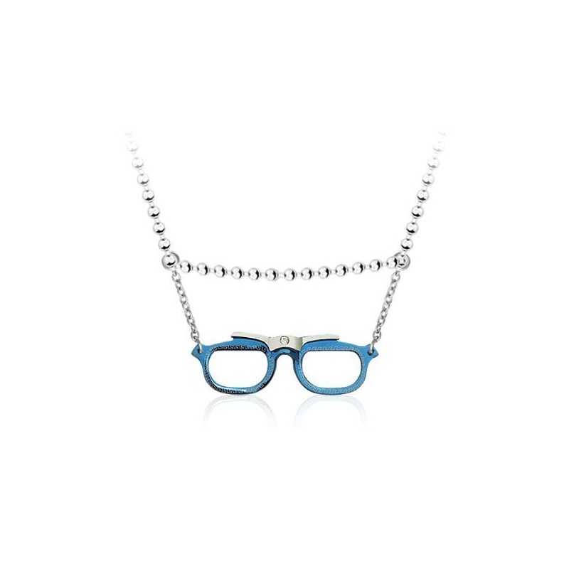 Popular Mens Glasses Shaped Titanium Pendant - Free Chain Popular Mens Glasses Shaped Titanium Pendant - Free Chain