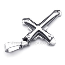 Three Tier Titanium Cross Pendant Necklace (Free Chain)