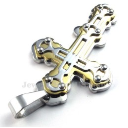 Mens Exquisite Titanium Cross Pendant Necklace (Free Chain)