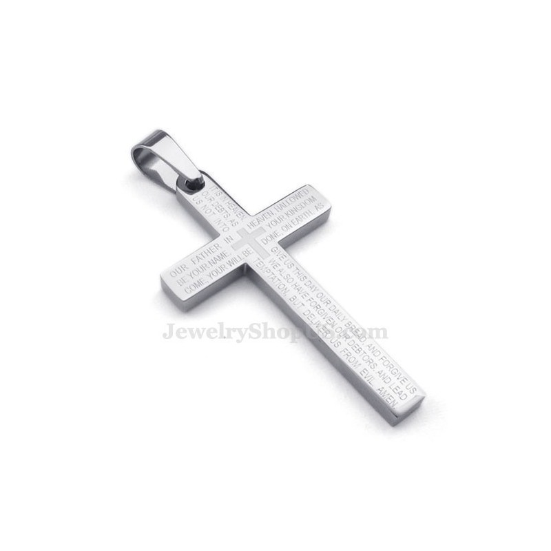 Scripture Titanium Cross Pendant Necklace (Free Chain) Scripture Titanium Cross Pendant Necklace (Free Chain)