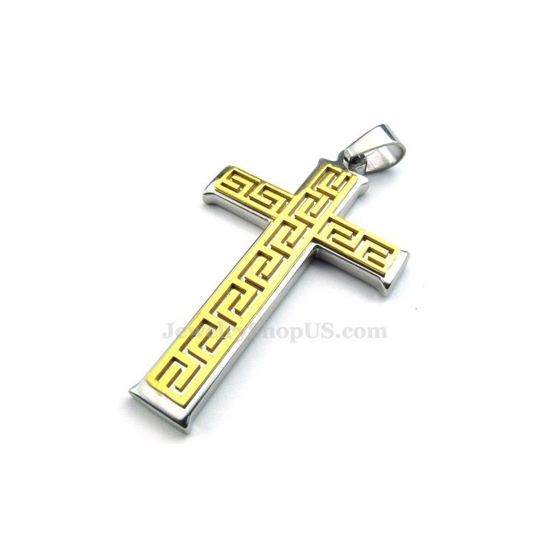Mens Fashion Titanium Cross Pendant Necklace (Free Chain)