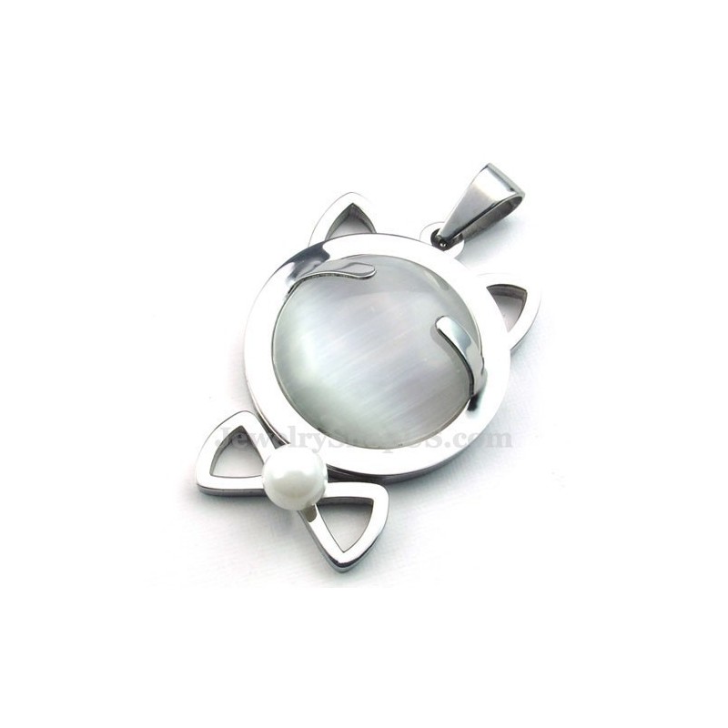 Silver Titanium Cats Eye Pendant Necklace (Free Chain) Silver Titanium Cats Eye Pendant Necklace (Free Chain)