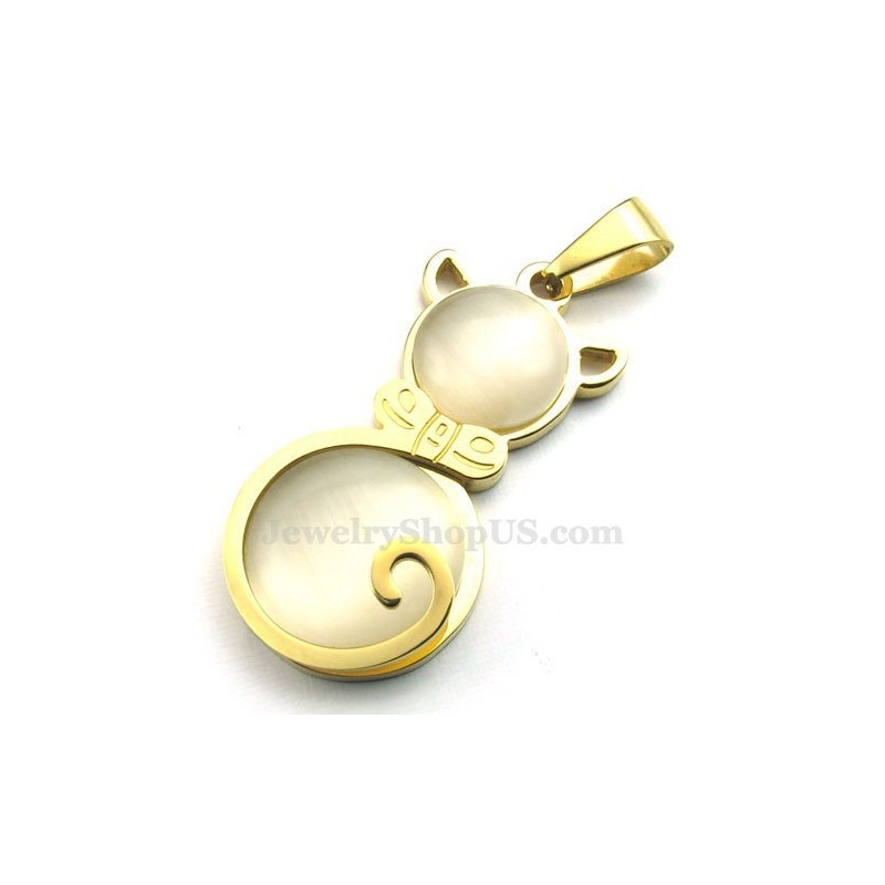 Gold Cats Eye Titanium Pendant Necklace (Free Chain) Gold Cats Eye Titanium Pendant Necklace (Free Chain)