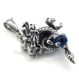 Exquisite Blue Zircon Titanium Dragon Pendant Necklace (Free Chain)