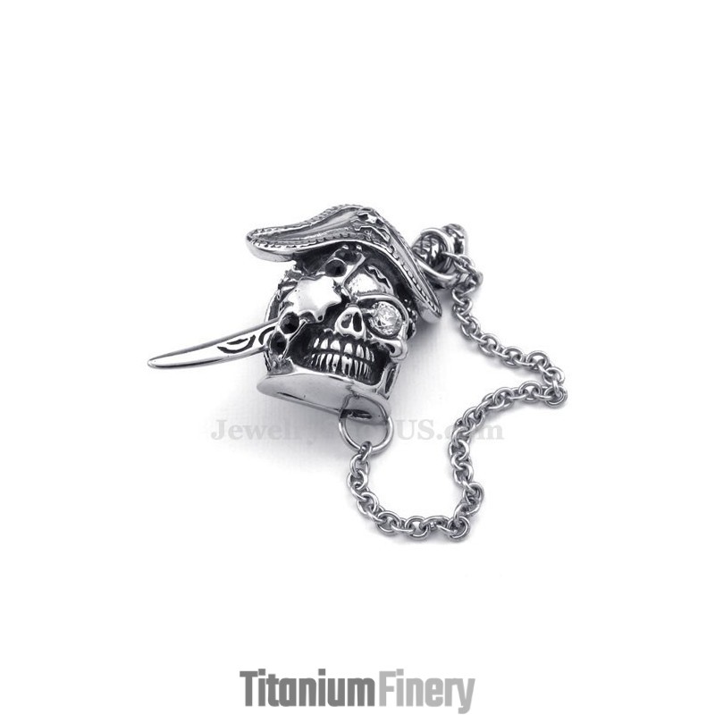 Mens Elegant Sword Titanium Skull Pendant Necklace (Free Chain) Mens Elegant Sword Titanium Skull Pendant Necklace (Free Chain)