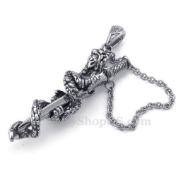 Dragon Sword Titanium Pendant Necklace (Free Chain)