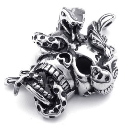Titanium Skull Snake Pendant Necklace (Free Chain)