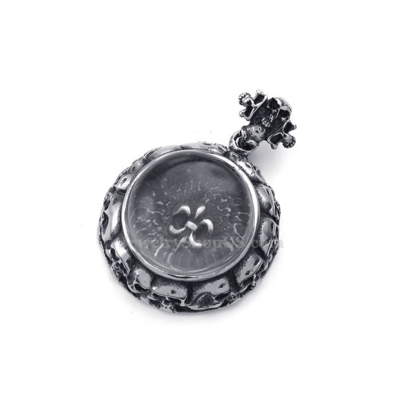 Titanium Cross Pendant Necklace Adorned With Skull (Free Chain) Titanium Cross Pendant Necklace Adorned With Skull (Free Chain)