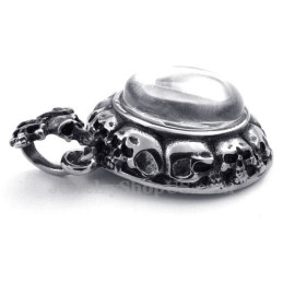 Titanium Cross Pendant Necklace Adorned With Skull (Free Chain)